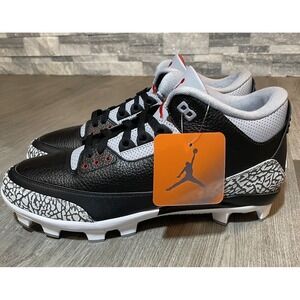 Air Jordan 3 Retro MCS Black Cement Size 13 Mens Black Grey Baseball Cleats New